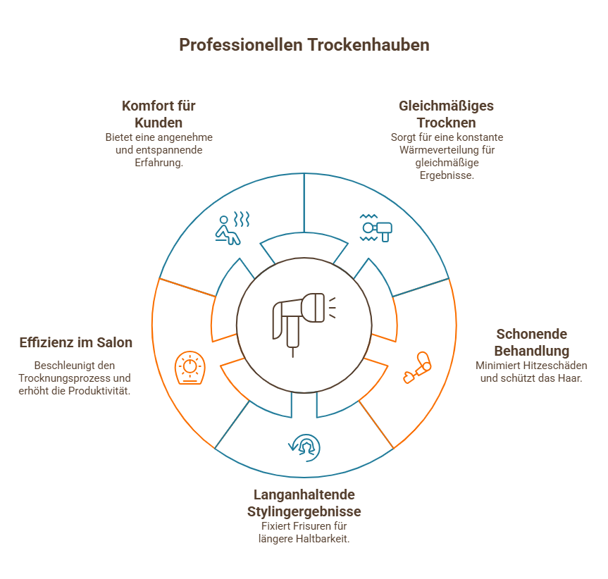 Infografik zu Fußstützen im Beauty- und Wellnessbereich mit drei Kategorien: Einsatzorte, Gerätearten (freistehend, wandmontiert, integriert) und Kaufberatung (Qualität und Zustand beachten).