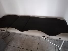 Massage table, grey-black, height adjustable, with accessories