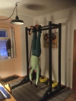 Fitness corner with rack, Olympic barbell, weights ...