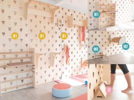 GYMwall Set | 3x 90er Basiselement, Multifunktionstrainer 1 & Multifunktionstrainer 2, Bodenprisma & Fußangel