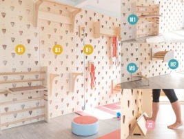 GYMwall Set | 3x 90er Basiselement, Multifunktionstrainer 1 & Multifunktionstrainer 2, Bodenprisma & Fußangel