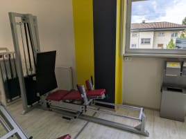 Leg press, rowing machine, rotator, lat machine