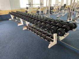 Complete free weights area – studio quality – dumbbells up to 50 kg including racks &amp; benches